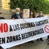 Movilización vecinal  contra las cocinas fantasma en Arganzuela y frente al Ayuntamiento