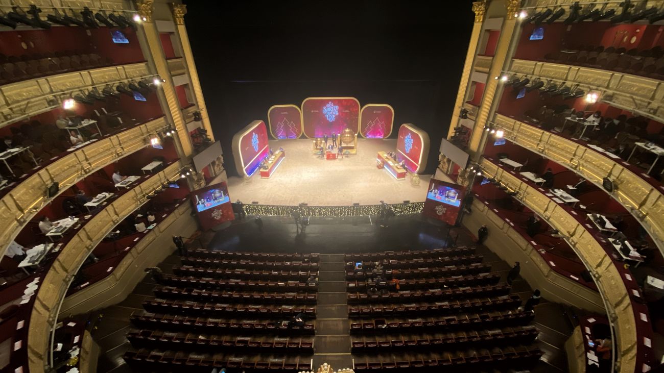 El Teatro Real, durante el sorteo de la Lotería de Navidad en 2020