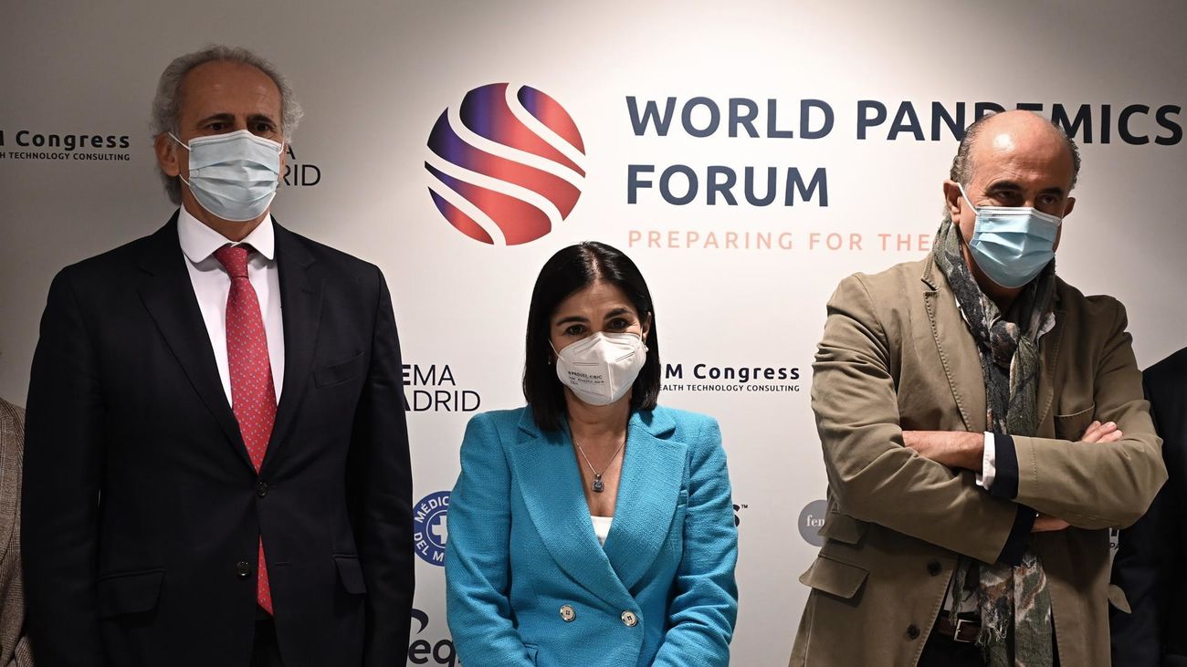 Enrique Ruíz Escudero, Carolina Darias y Antonio Zapatero en la inauguración del World Pandemics Forum