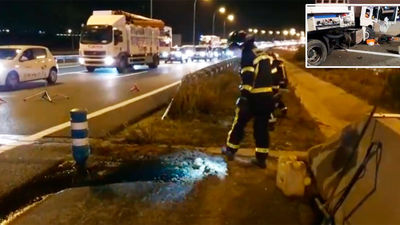 Accidente en la M-50: El choque de un camión con una furgoneta provoca importantes retenciones