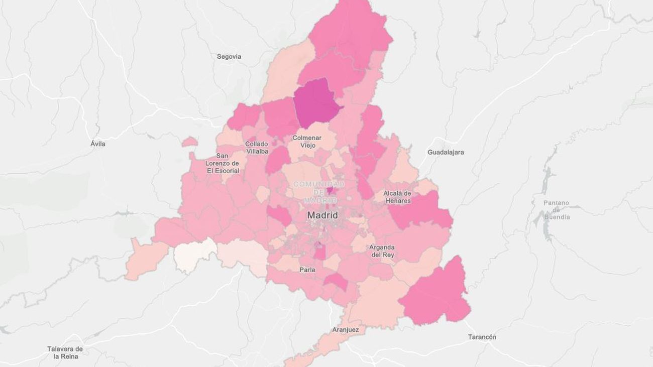 Mapa Covid de Madrid por zonas básicas de salud en el estreno de la Navidad 2021