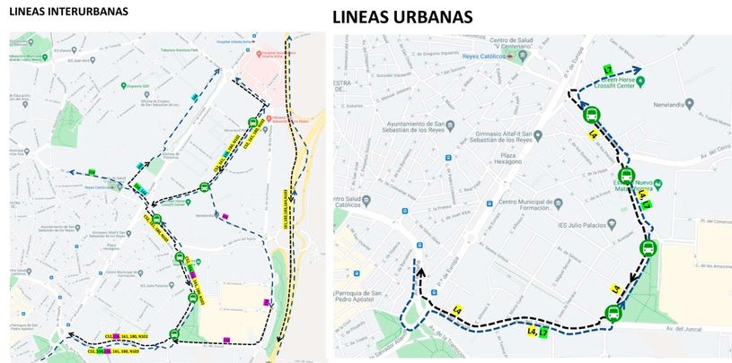 Desvío temporal de líneas urbanas e interurbanas / AYTO SAN SEBASTIÁN DE LOS REYES