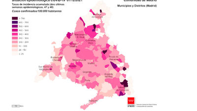 Seis municipios de Madrid superan los 200 casos de incidencia acumulada