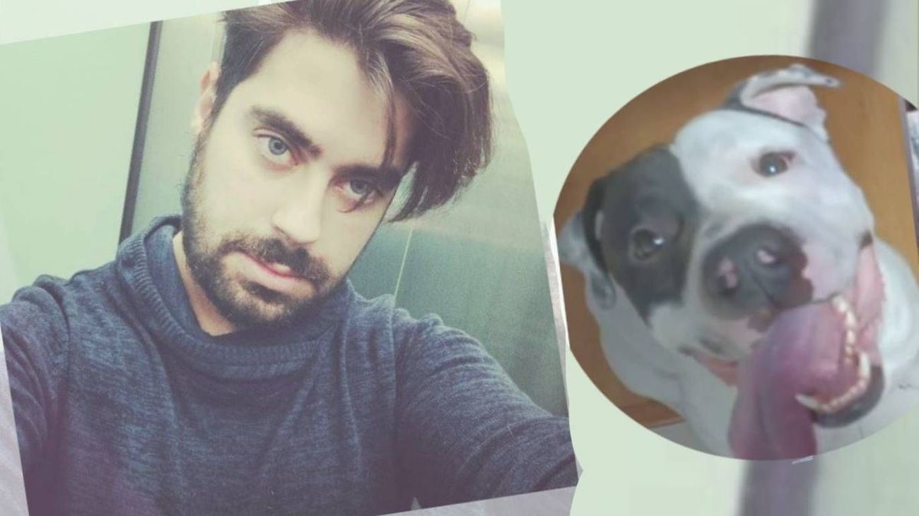 Adrián Alonso Martín junto a su perro en una foto difundida en redes para ayudar a localizarle