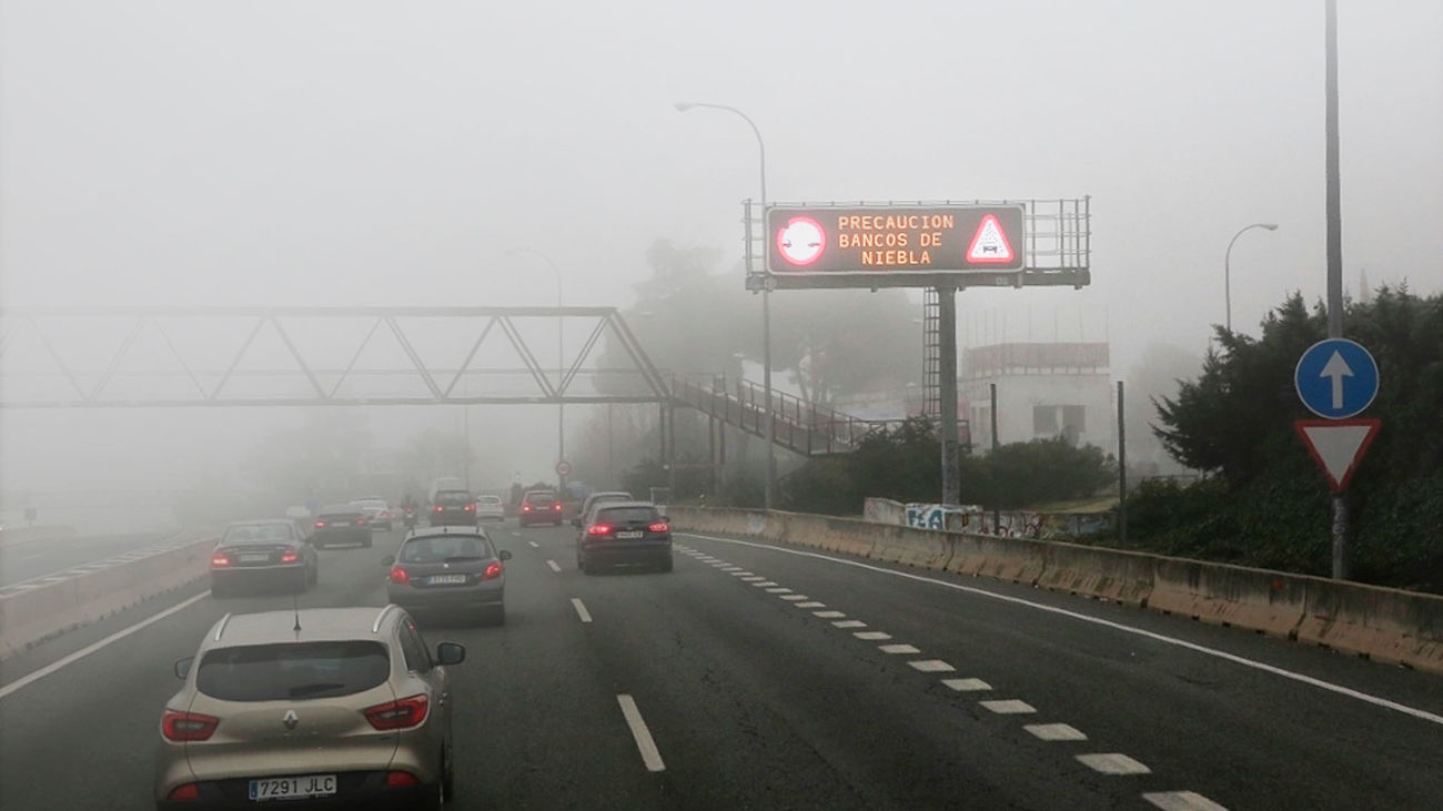 Aviso por bancos de niebla en las carreteras de la Comunidad de Madrid