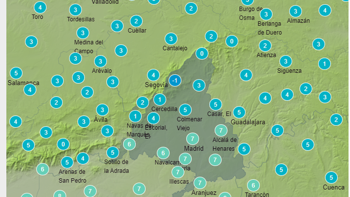 Temperaturas en Madrid a las 18 horas del 5 de enero / REDACCIÓN