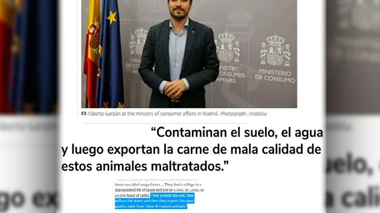 Alberto Garzón desata la polémica tras criticar a las macrogranjas