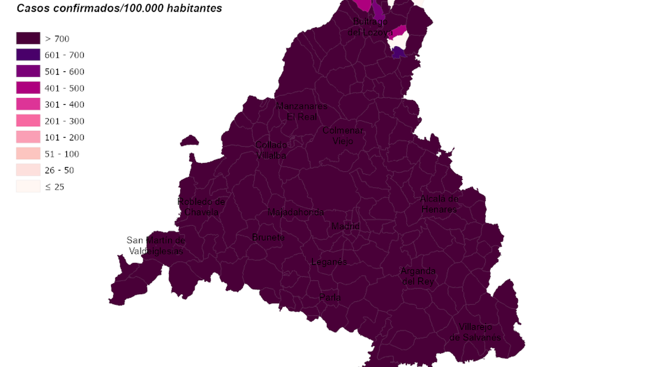 El mapa Covid de Madrid en este arranque de 2022