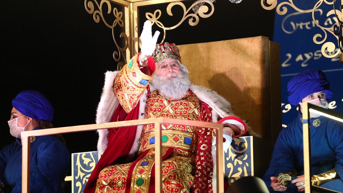 El rey Melchor en la Cabalgata de Reyes de Madrid