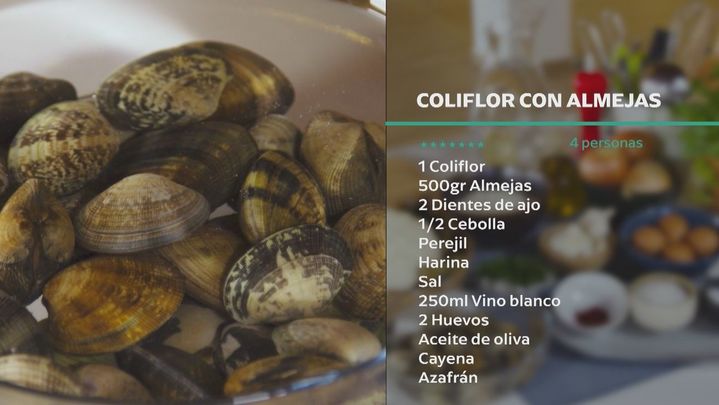 Receta de coliflor con almejas