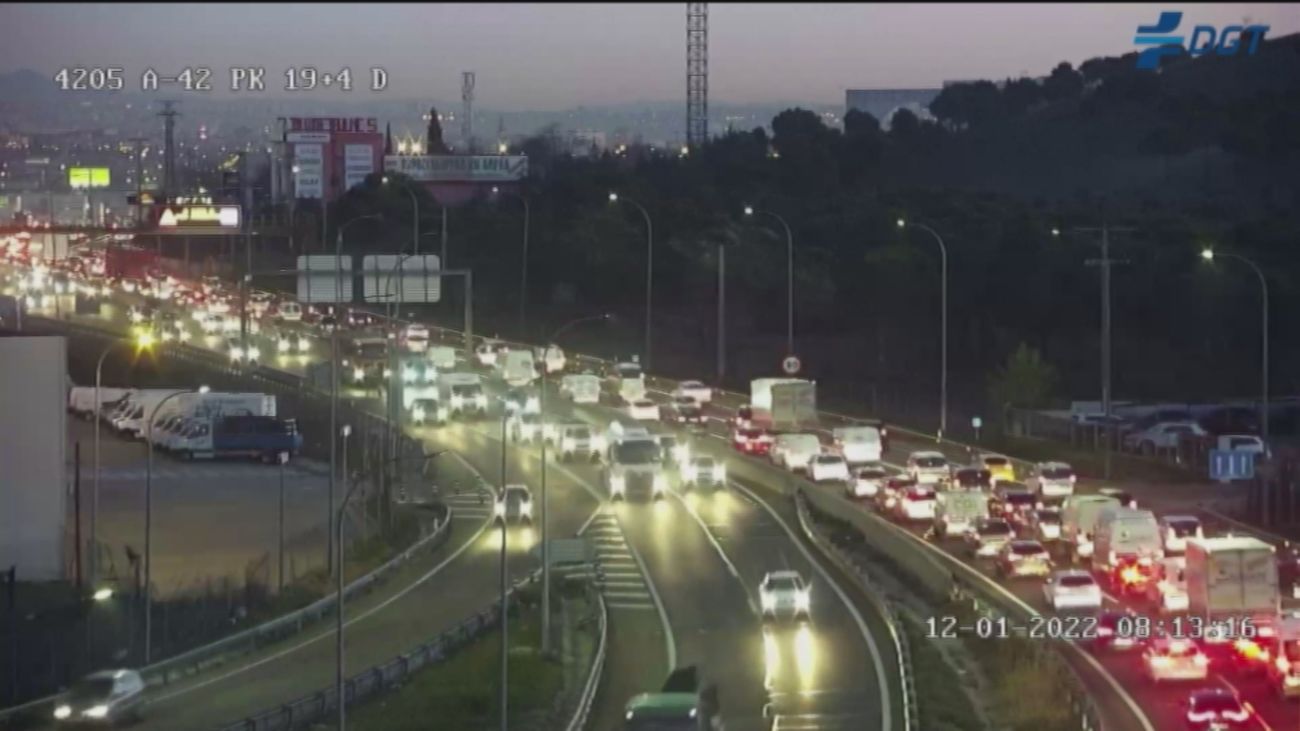 Tráfico de entrada a Madrid en la A-42