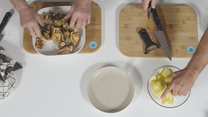 Receta de patatas con costillas y níscalos