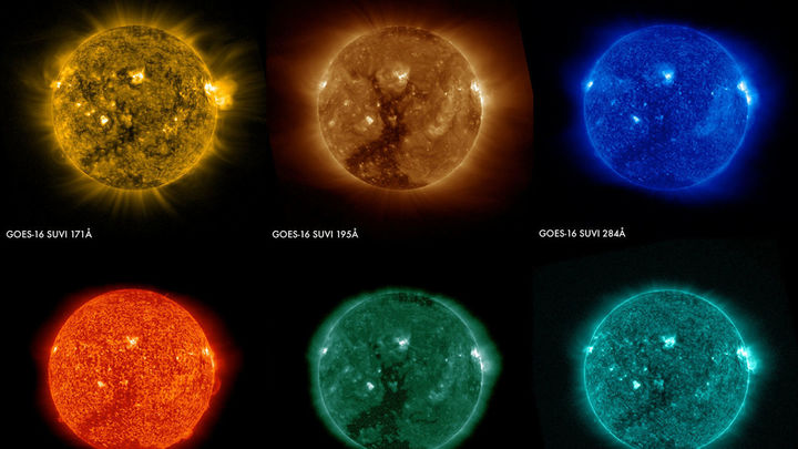 Imágenes del sol captadas por el observatorio meteorológico GOES-16 / NASA