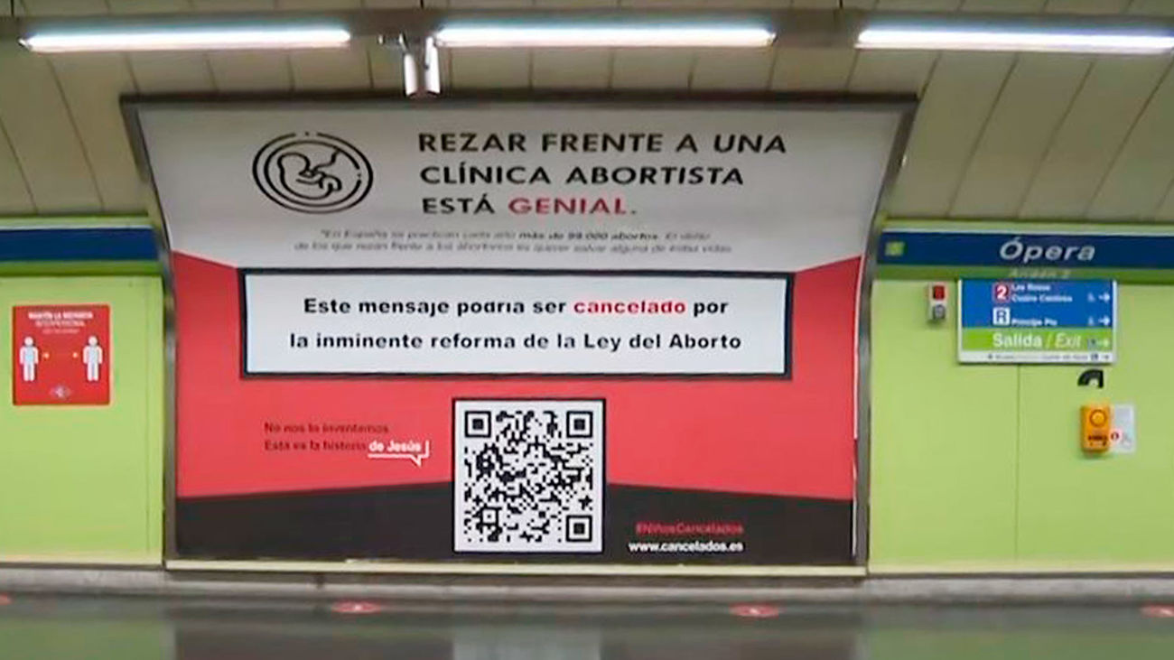 Polémica por una campaña contra el aborto en las marquesinas de Metro y la EMT