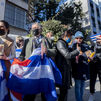 Acto de protesta frente al Consulado de Cuba en Madrid