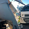 Un herido al chocar dos camiones de gran tonelaje en la M-50 a la altura de Villa de Vallecas