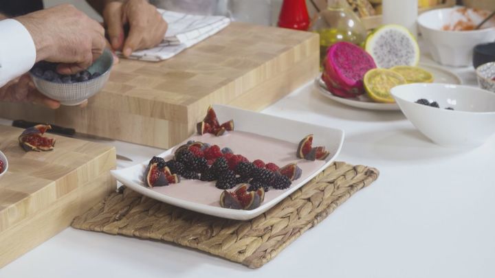 Receta de crema de calabaza y sinfonía de frutos rojos