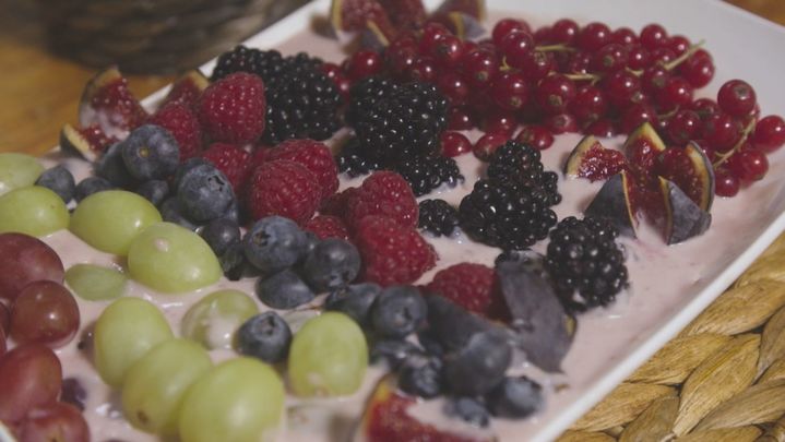 Receta de crema de calabaza y sinfonía de frutos rojos