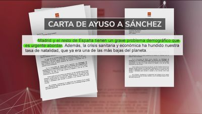 Ayuso envía una carta a Sánchez donde le pide que ayude en la estrategia para aumentar la natalidad en la región