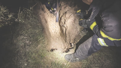 Rescatan a dos perros atrapados en una madriguera en Brunete, tras 12 horas de trabajo