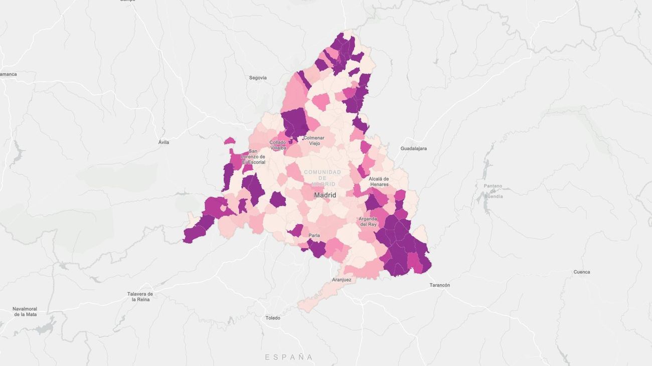 Siete grandes municipios de Madrid bajan de 1.500 casos, con Collado Villalba a la cabeza