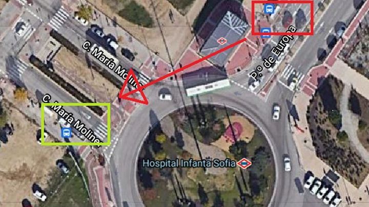 Traslado de la parada de autobús del Paseo de Europa / AYTO SAN SEBASTIÁN DE LOS REYES