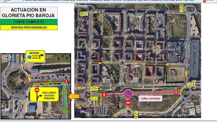 Desvíos en el entorno de la rotonda de Pío Baroja / AYTO SAN SEBASTIÁN DE LOS REYES
