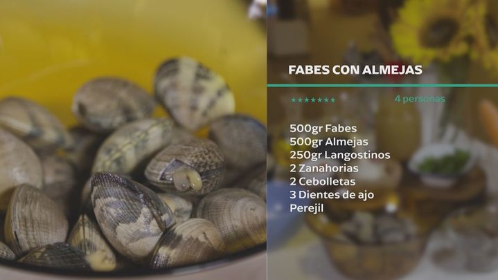 Receta de fabes con almejas y langostinos