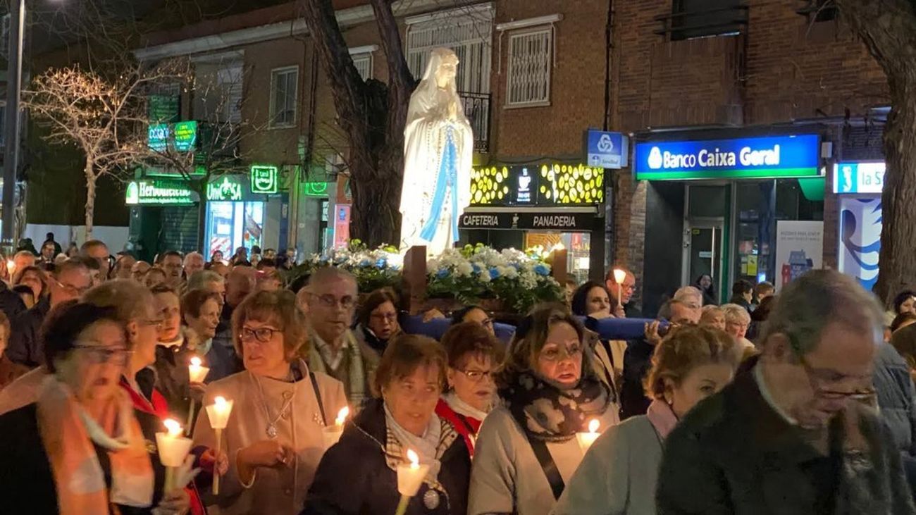 Procesión de las Antorchas de la Virgen de Lourdes, en Getafe