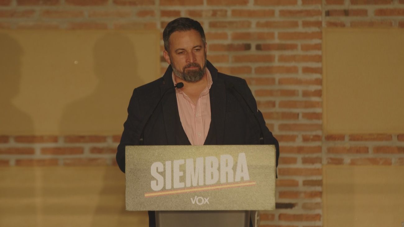 El líder de Vox, Santiago Abascal tras conocer los resultados del 13F