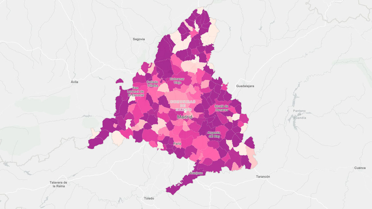 Solo Arganda, Rivas y Las Rozas superan los 1.000 casos de incidencia acumulada por Covid