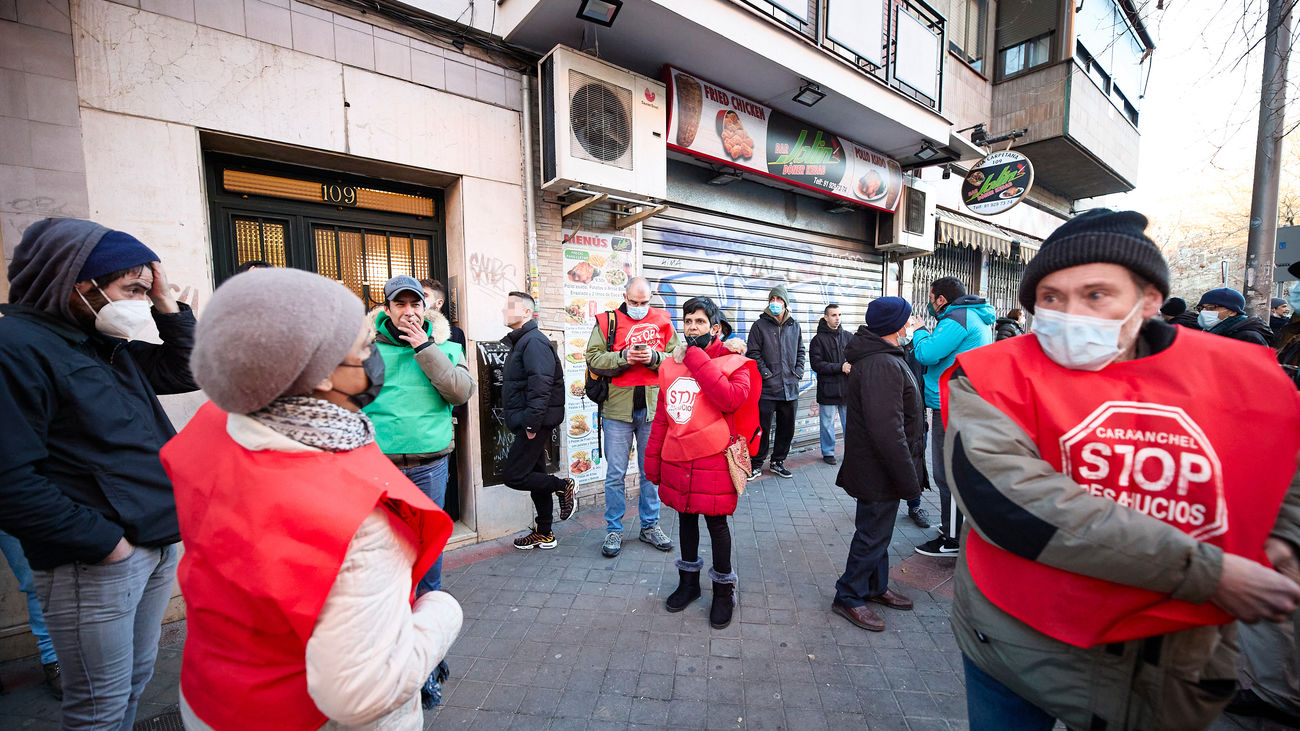 Intervención del Sindicato Vivienda Carabanchel en el desahucio de una pareja de octogenarios en enero de este año