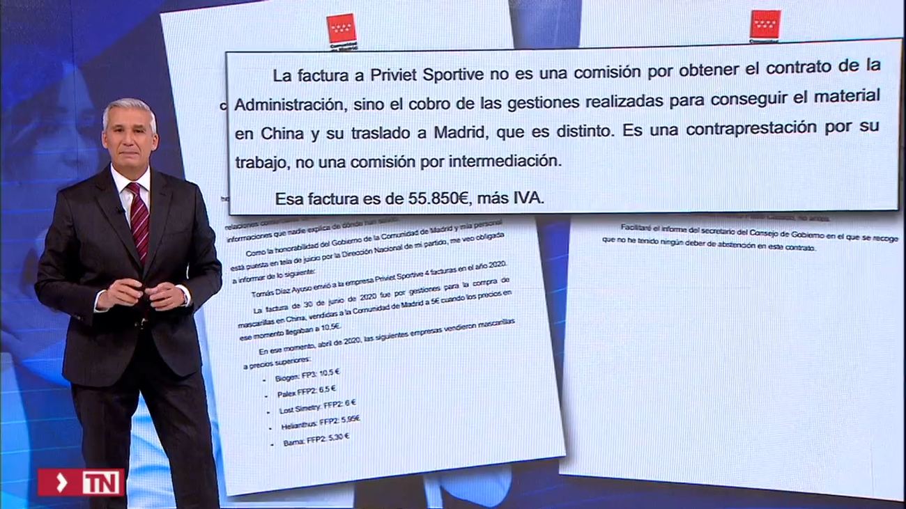 Comunicado de Ayuso: "No hay una comisión por intermediación, es una contraprestación por su trabajo"