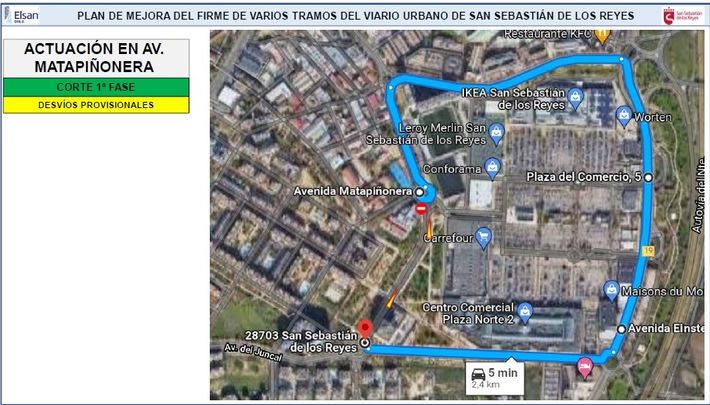 Primera fase de cortes en la Avenida de Matapiñonera / ATYO SAN SEBASTIÁN DE LOS REYES