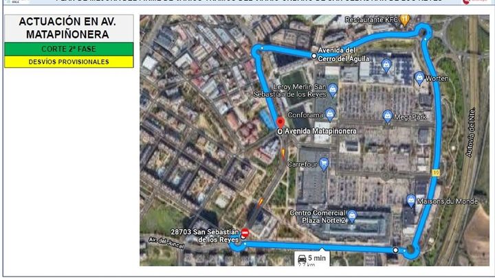 Segunda fase de cortes en la Avenida de Matapiñonera / AYTO SAN SEBASTIÁN DE LOS REYES