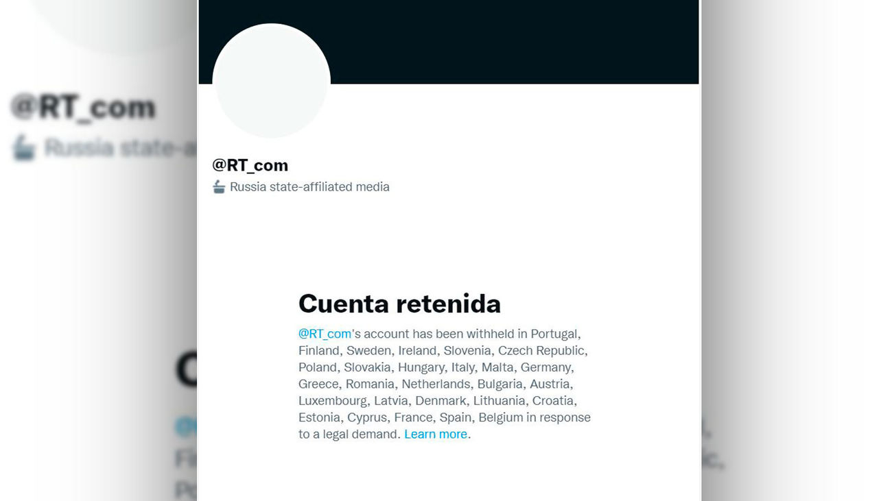 Twitter e Instagram bloquean la cuenta del canal ruso RT por la guerra en Ucrania