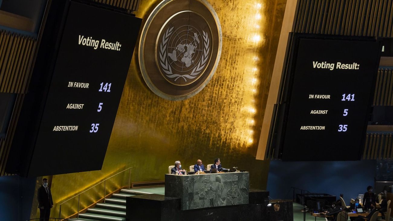 Votación de condena a la invasión rusa en la Asamblea General de la ONU