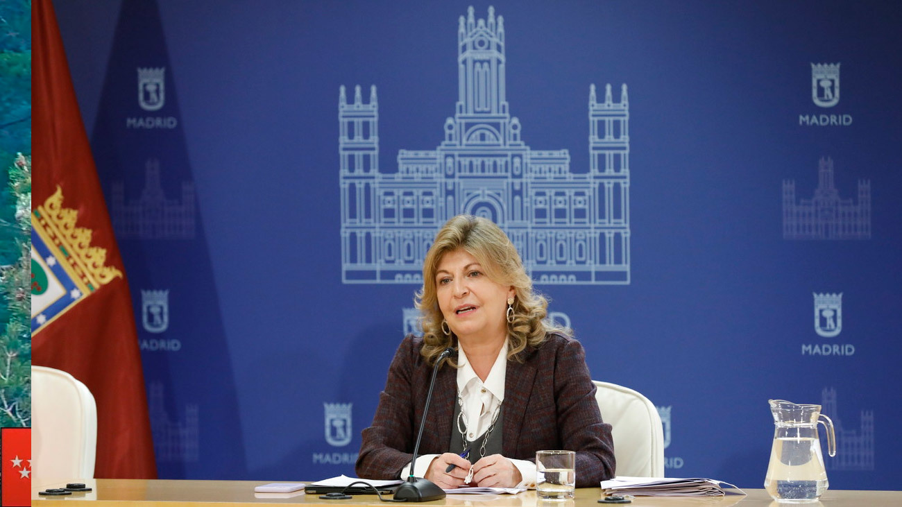 Engracia Hidalgo, delegada de Hacienda y Personal del Ayuntamiento de Madrid, en rueda de prensa desde el Consistorio