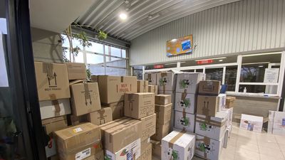 Camiones con víveres y material para Ucrania listos para partir desde Majadahonda