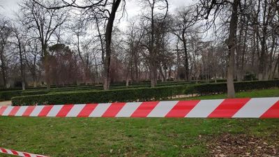 El Retiro y ocho parques más, con zonas balizadas este viernes por mal tiempo