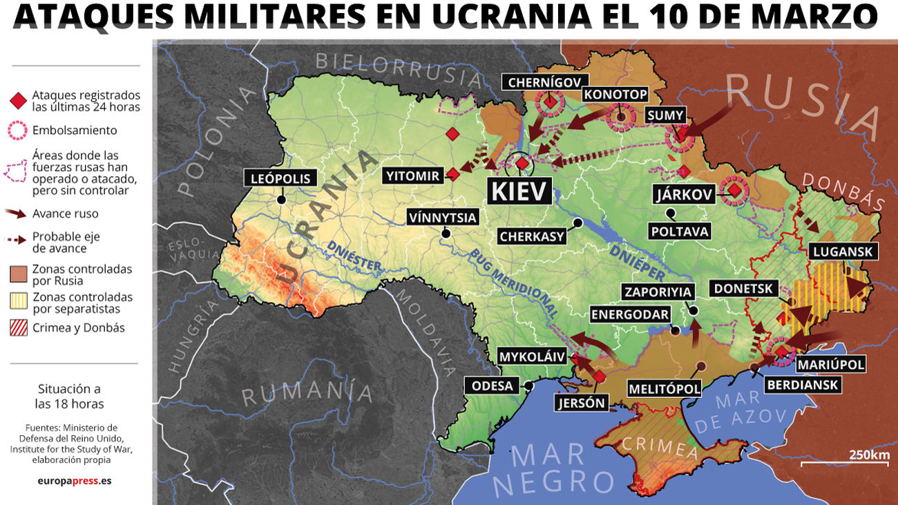 Guerra en Ucrania: Rusia continúa e intensifica los bombardeos en las principales ciudades ucranianas