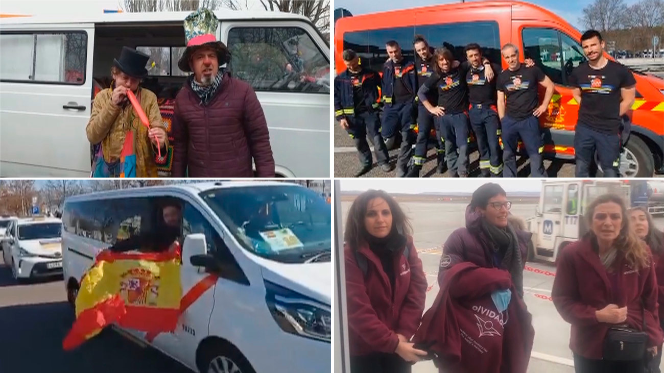 Payasos, bomberos, taxistas, ONG's... el pueblo de Madrid se solidariza con Ucrania