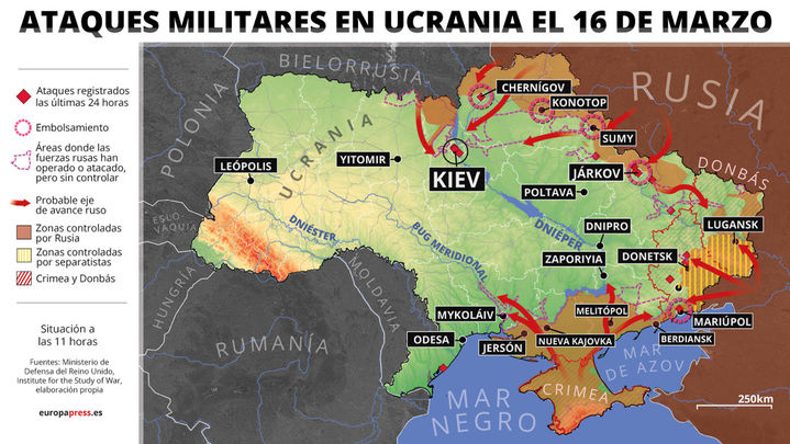Ataques militares en Ucrania el 16 de marzo de 2022 / EUROPA PRESS