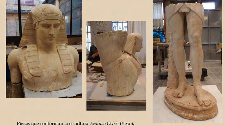 Réplica de la estatua egipcia en la Facultad de Bellas Artes / MCYP