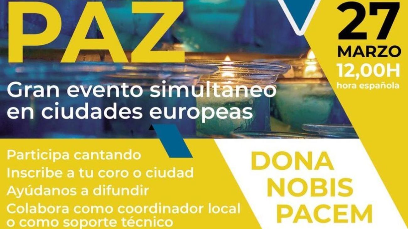 Coros de toda España y Portugal se citan este domingo a las 12 del mediodía para cantar por la paz