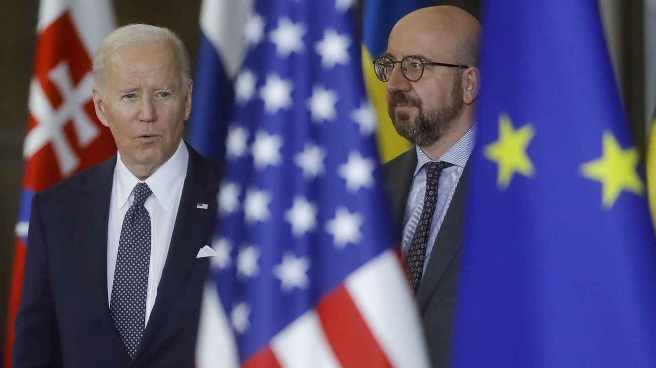 El presidente de Estados Unidos, Joe Biden y el presidente de la Consejo Europeo, Charles Michel, en Bruselas