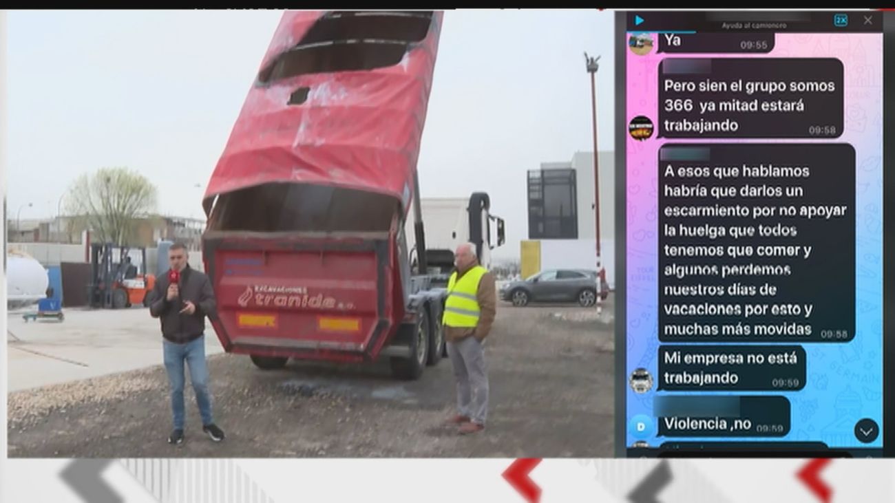 Camioneros amenazados en Vicálvaro por no secundar el paro de transportistas