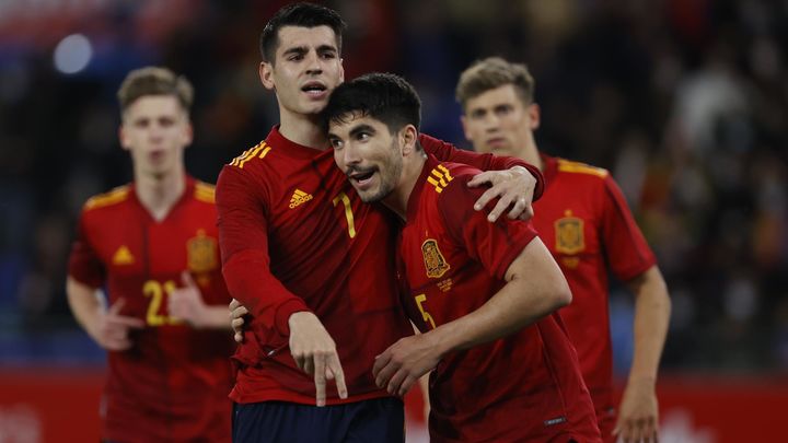 Morata celebra uno de sus goles / EFE