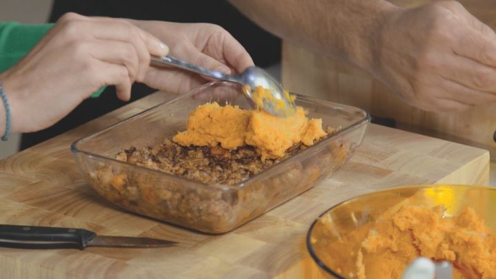 Receta de pastel de carne con boniatos