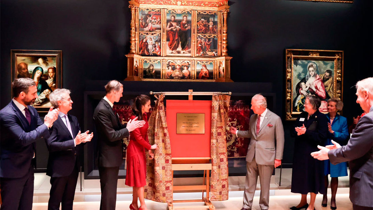 La reina Letizia asiste con el Príncipe de Gales al acto inaugural de la 'Spanish Gallery' con pinturas del Siglo de Oro español